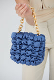 Quilted Satin Handbag - Blue