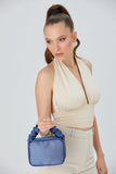 Satin Diamante Camera Bag - Blue