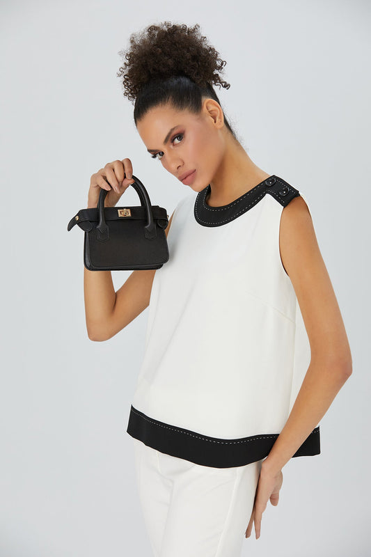 Mini Vegan Leather Crossbody Bag - Black