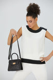 Reptile Textured Vegan Grab Bag - Black