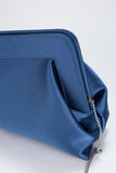 Asymmetrical Satin Clutch Bag - Blue