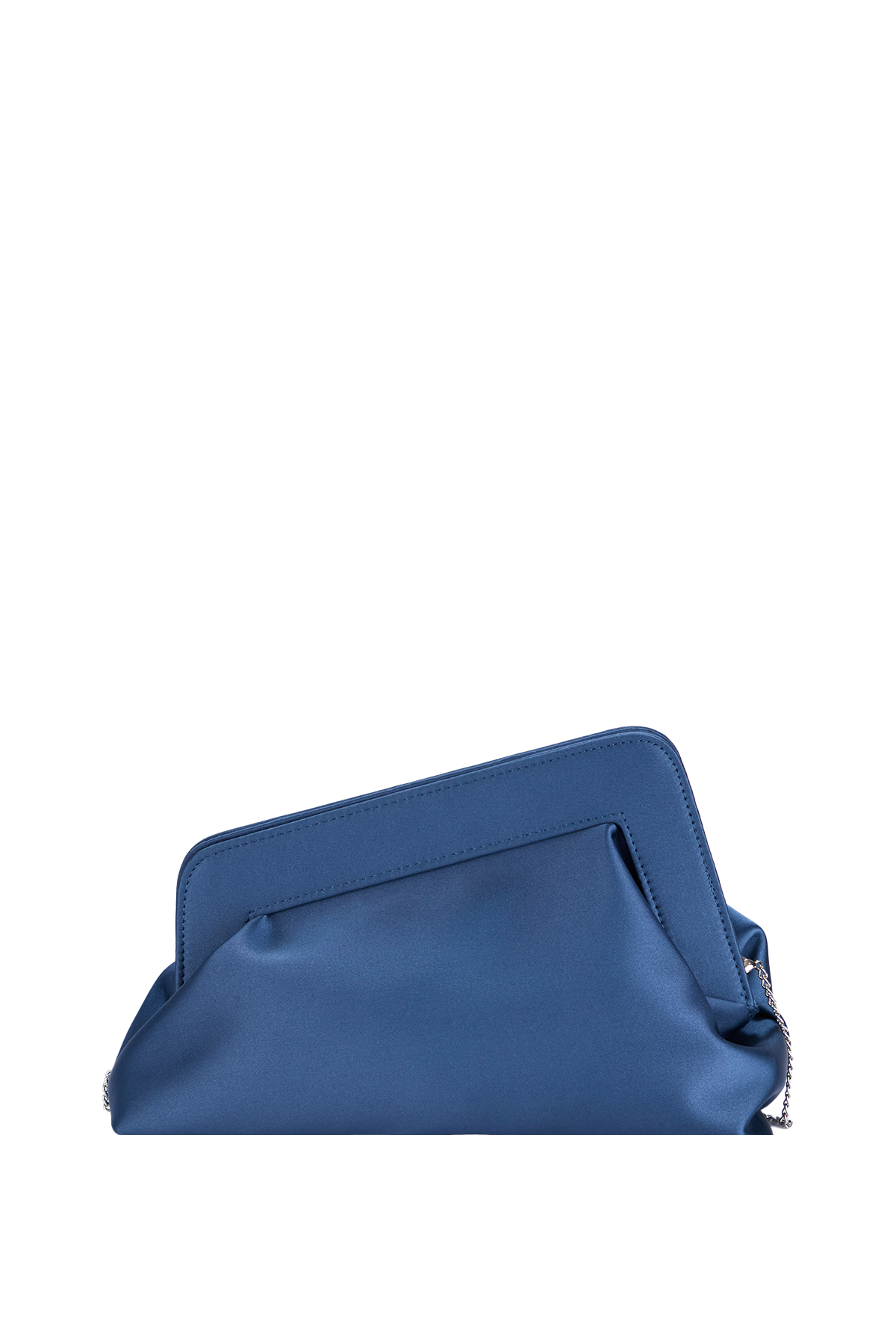Asymmetrical Satin Clutch Bag - Blue