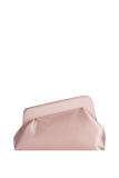 Asymmetrical Satin Clutch Bag - Nude