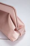 Asymmetrical Satin Clutch Bag - Nude