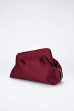 Asymmetrical Satin Clutch Bag - Burgundy