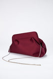 Asymmetrical Satin Clutch Bag - Burgundy
