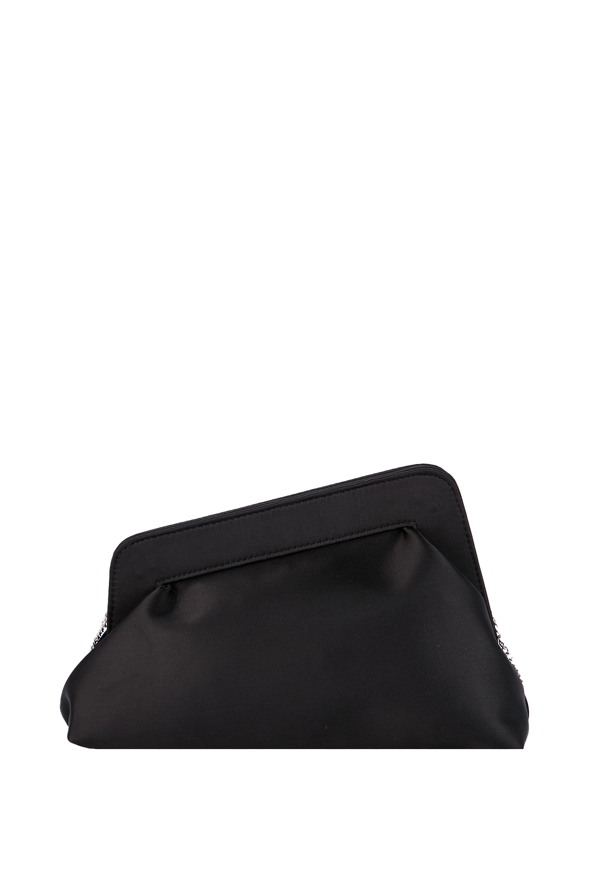 Asymmetrical Satin Clutch Bag - Black