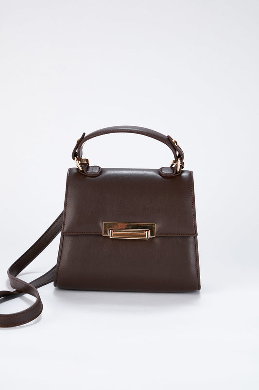 Top Handle Mini Crossbody Bag - Brown