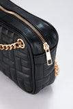 Quilted Pattern Vegan Leather Camera Bag - Black