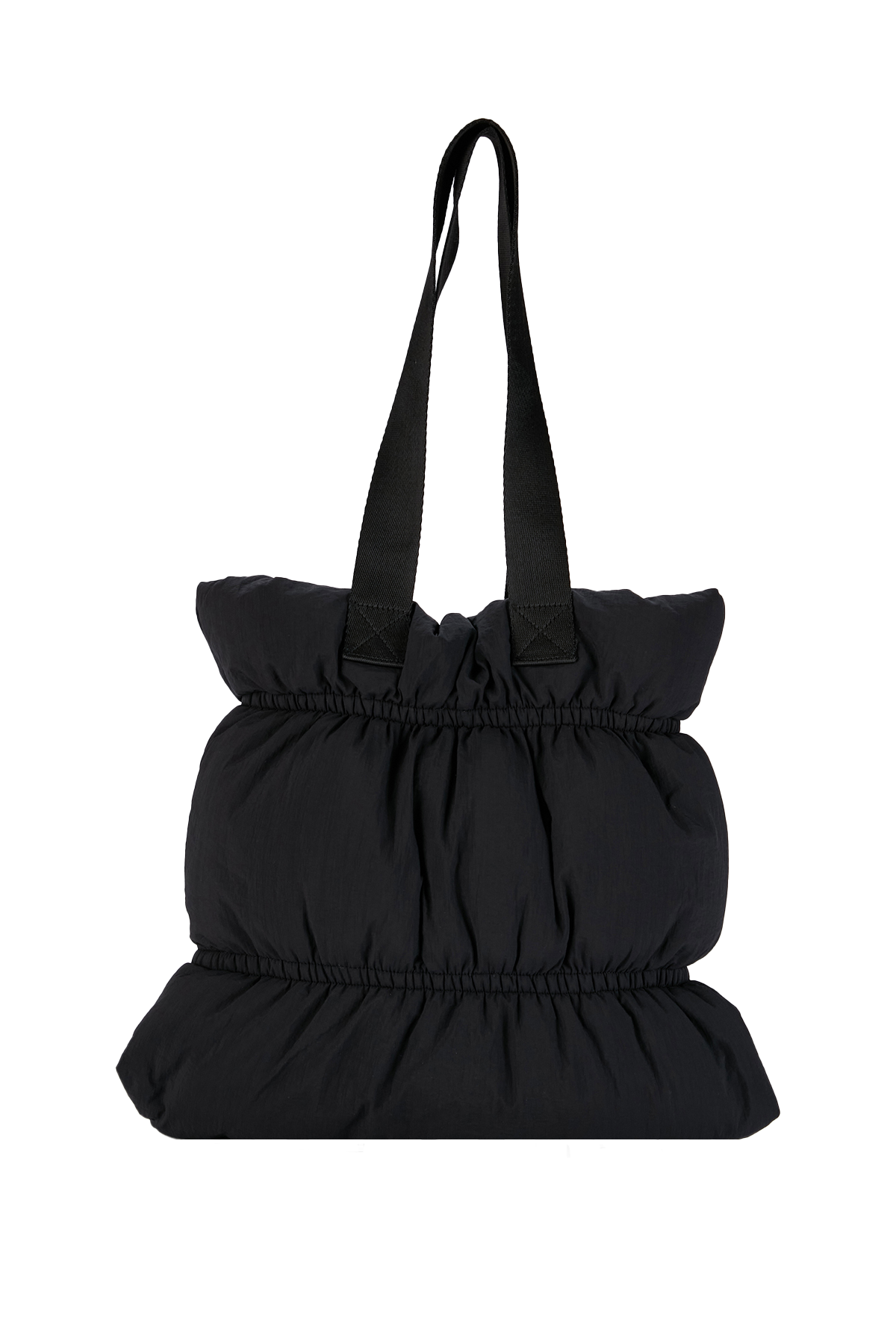 Quilted Puffy Tote Bag - Black