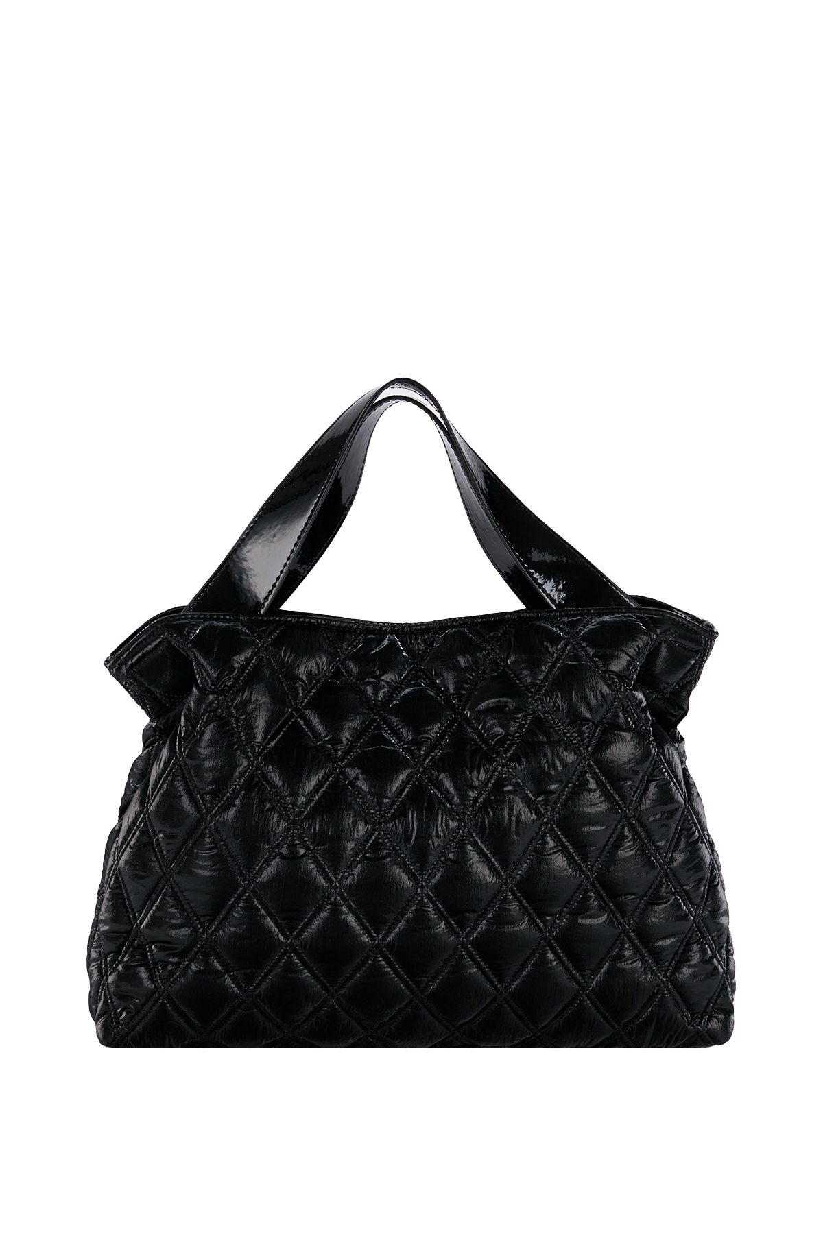 Quilted Shimmer Tote Bag - Black