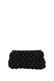 Quilted Satin Clutch Bag - Black