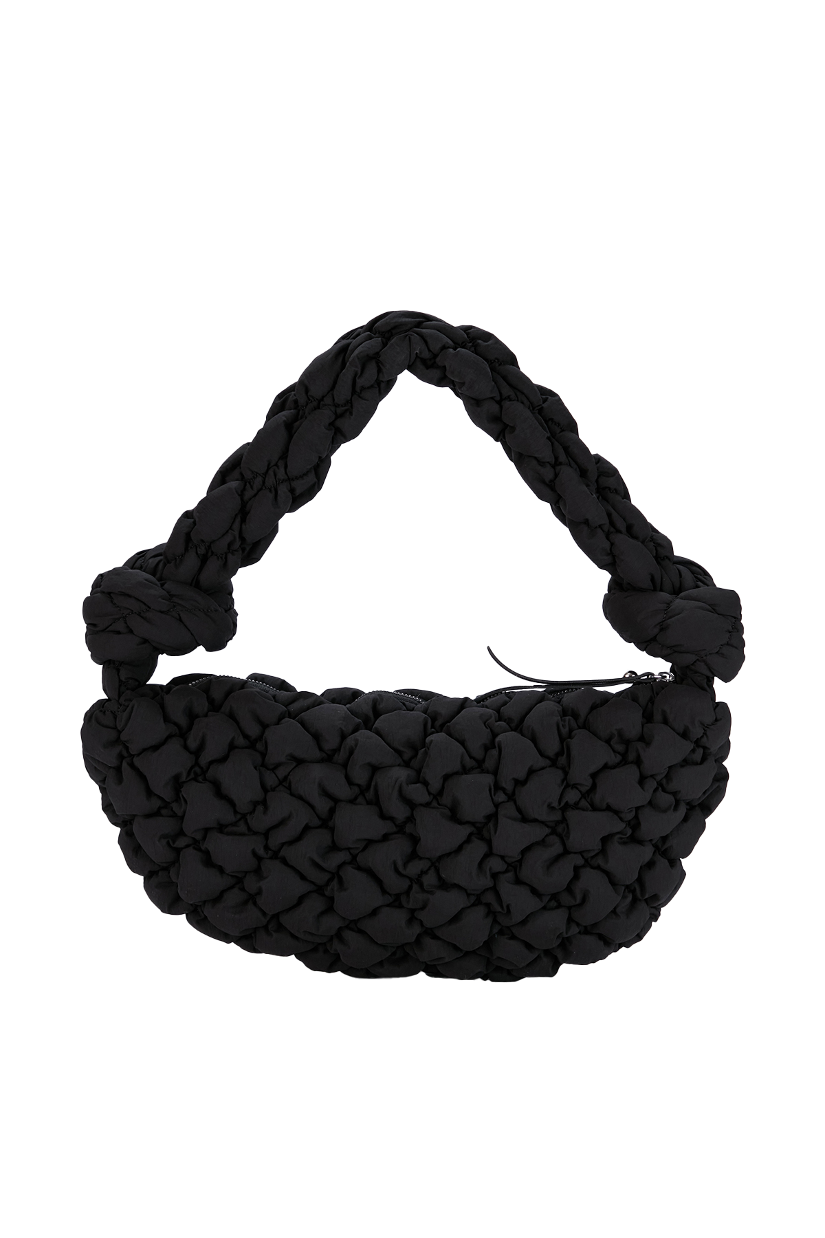 Quilted Nylon Shoulder Bag - Black
