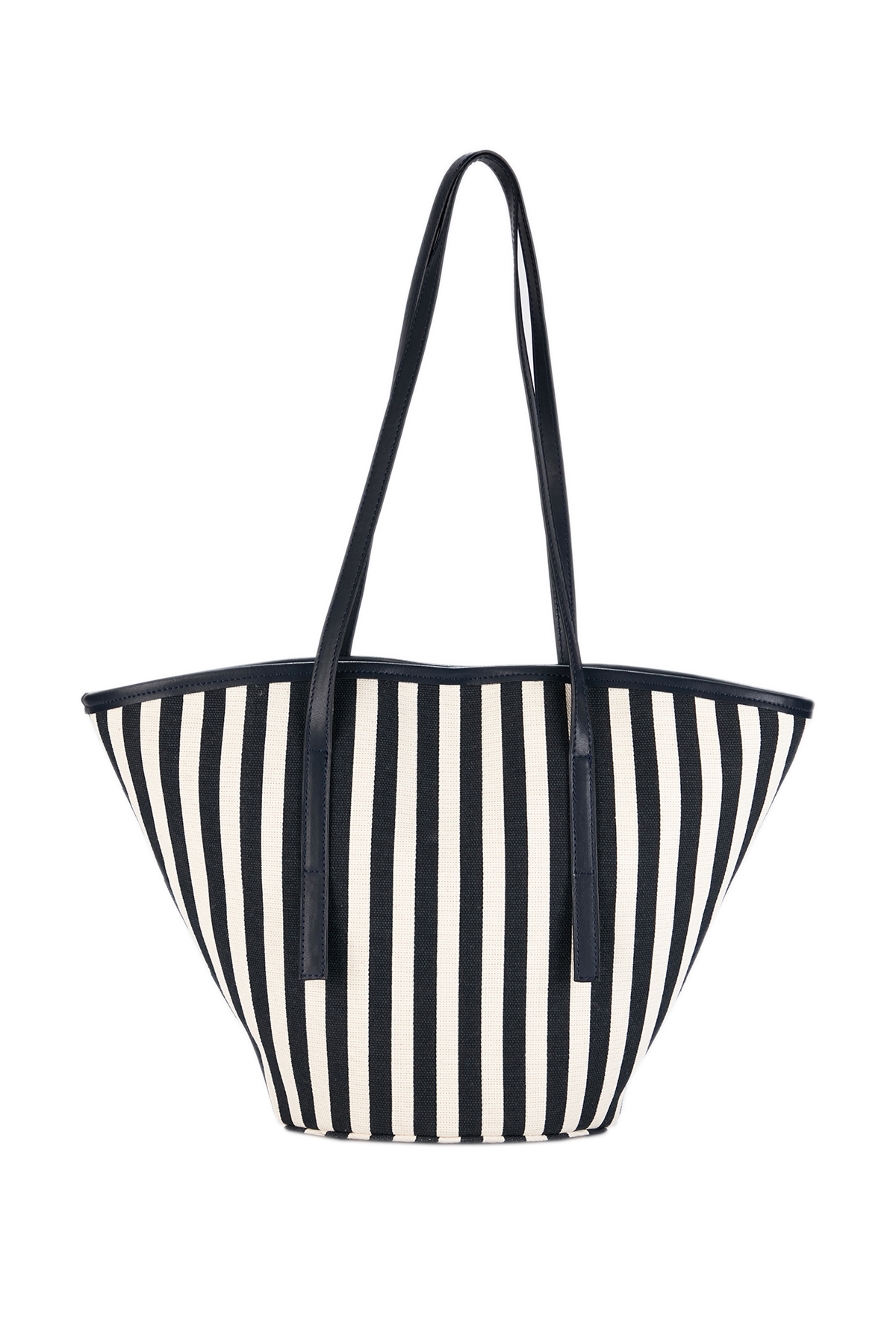Striped Canvas Tote Bag - Black & White