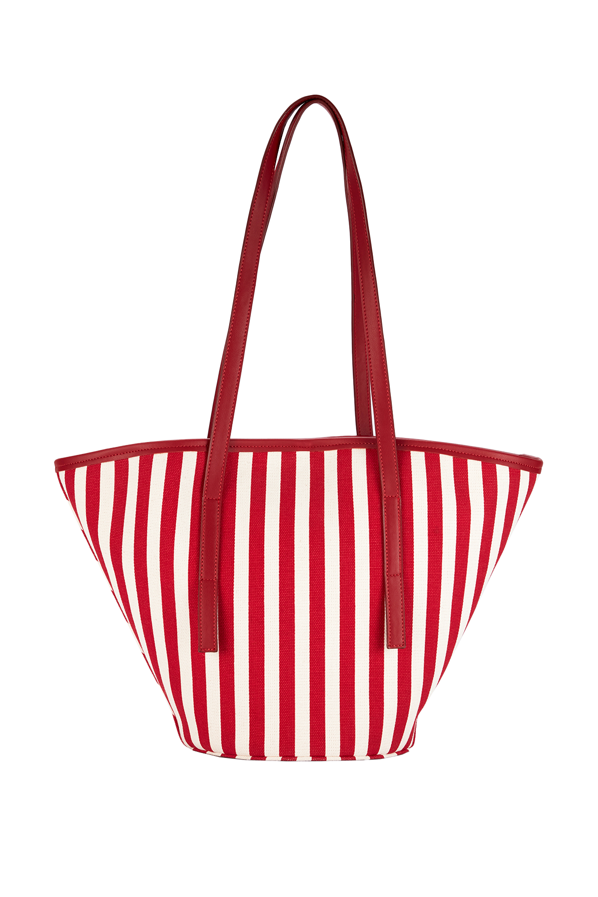 Striped Canvas Tote Bag - Red & White