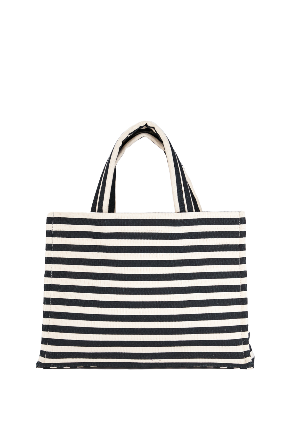 Striped Canvas Tote Bag - Black & White