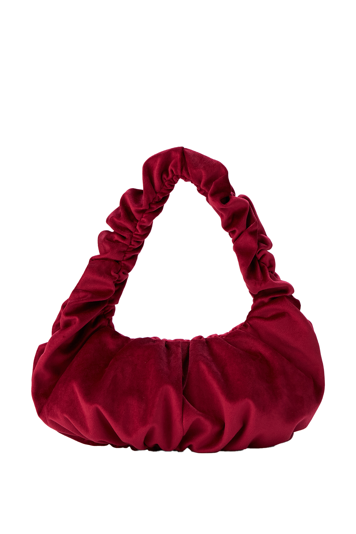 Velvet Croissant Hand Bag - Burgundy