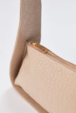 Asymmetric Croc Baguette Bag - Beige