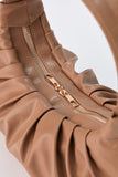 Pleated Vegan Leather Shoulder Bag - Nude