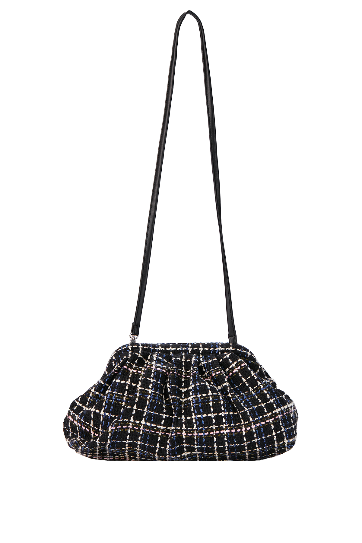 Tweed Pouch Crossbody Bag - Black