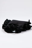 Frill Detail Velvet Shoulder Bag - Black
