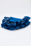 Frill Detail Velvet Shoulder Bag - Navy