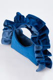 Frill Detail Velvet Shoulder Bag - Navy