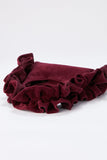 Frill Detail Velvet Shoulder Bag - Burgundy