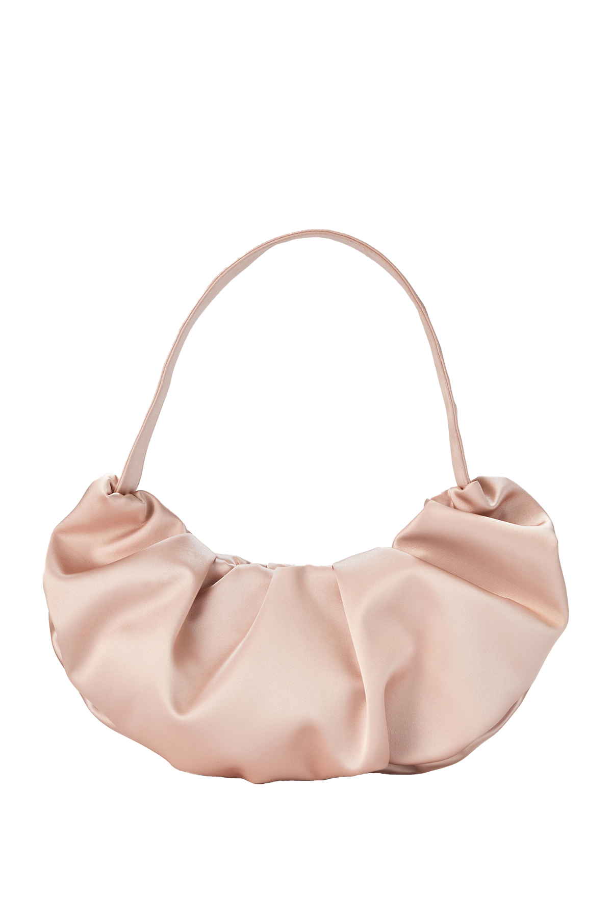 Pleated Satin Shoulder Bag - Champagne