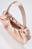 Pleated Satin Shoulder Bag - Champagne