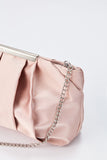 Pleated Satin Clutch Bag - Champagne