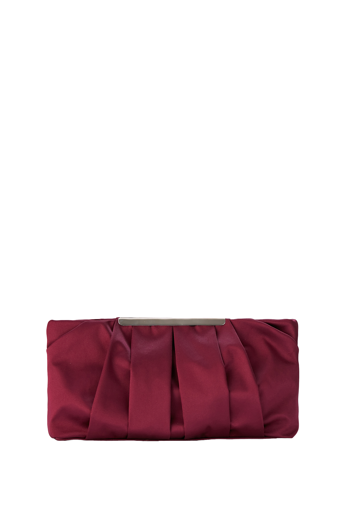 Pleated Satin Clutch Bag - Burgundy