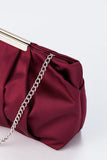 Pleated Satin Clutch Bag - Burgundy