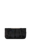 Pleated Satin Clutch Bag - Black
