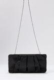 Pleated Satin Clutch Bag - Black