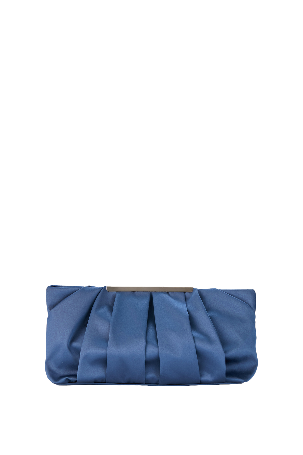 Pleated Satin Clutch Bag - Blue