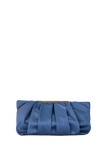 Pleated Satin Clutch Bag - Blue