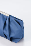 Pleated Satin Clutch Bag - Blue