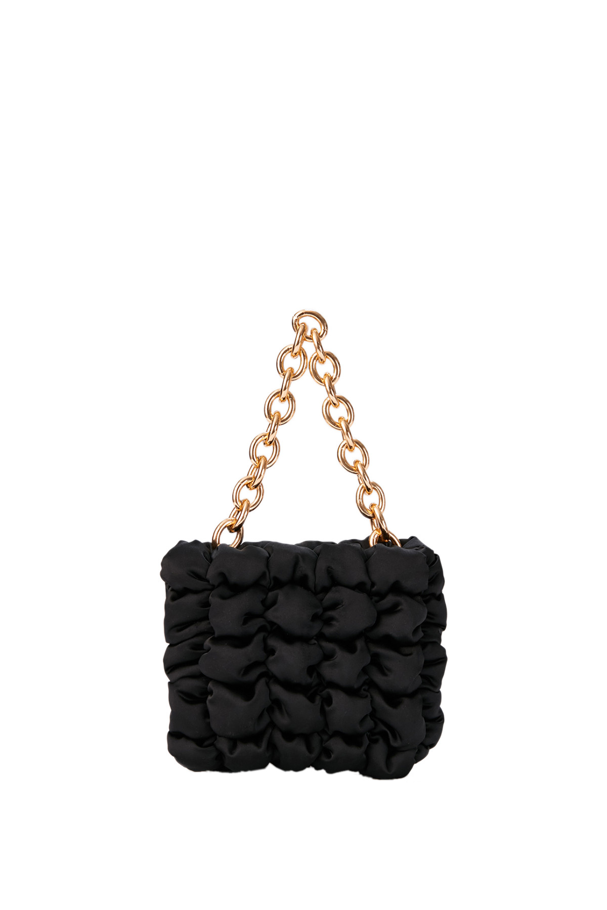 Quilted Satin Handbag - Black