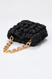 Quilted Satin Handbag - Black