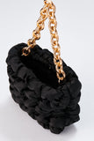 Quilted Satin Handbag - Black