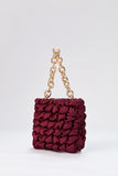 Quilted Satin Handbag - Burgundy