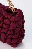 Quilted Satin Handbag - Burgundy