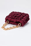 Quilted Satin Handbag - Burgundy