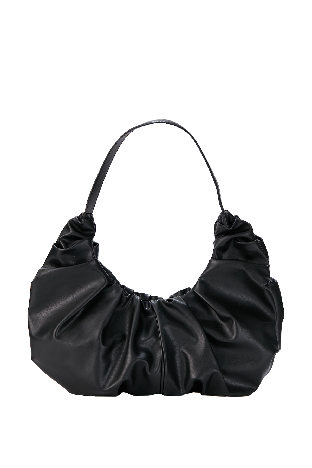 Vegan Leather Shoulder Bag - Black