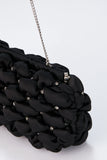 Recycled Quilted Satin Clutch Bag - Black