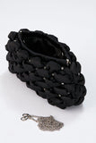 Recycled Quilted Satin Clutch Bag - Black
