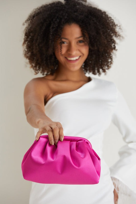 Satin Pouch Bag - Fuchsia Pink