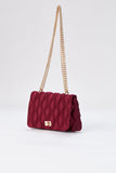 Recycled Quilted Satin Crossbody Bag - Burgundy