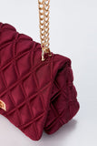 Recycled Quilted Satin Crossbody Bag - Burgundy